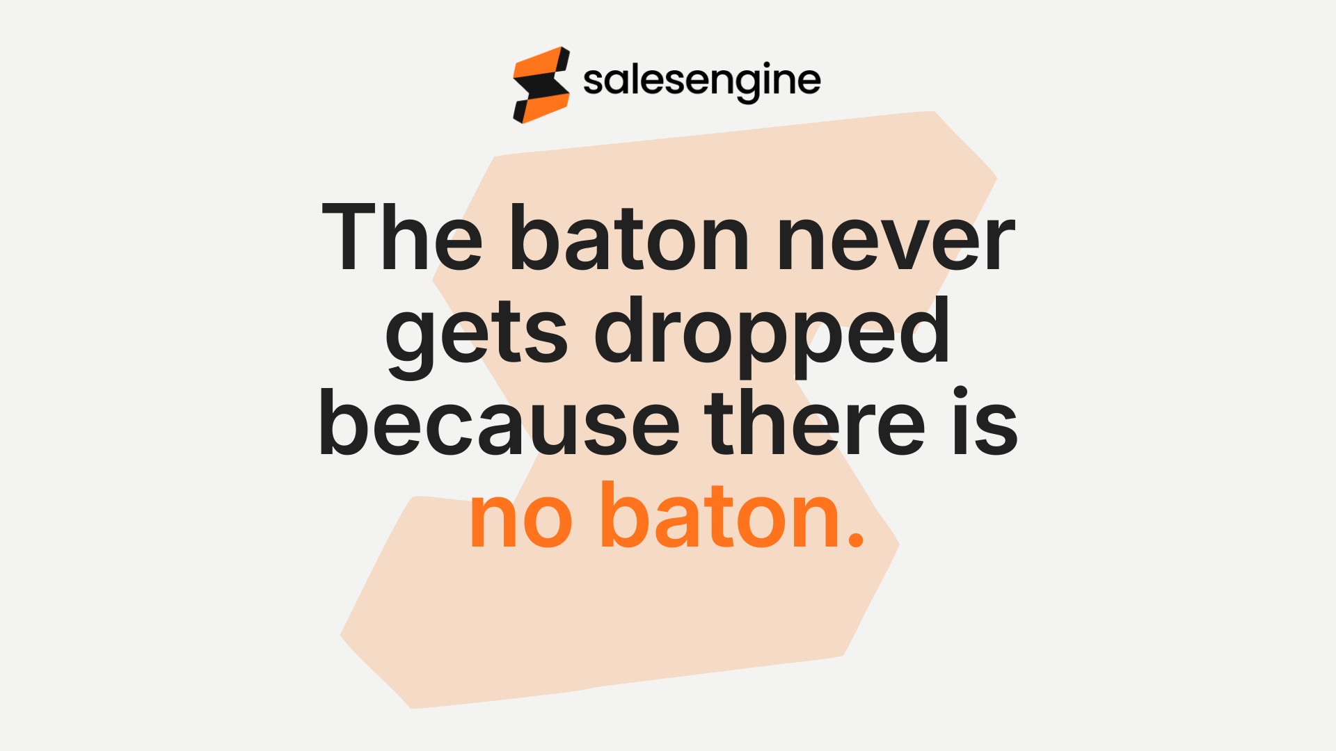 Quote card explaining that sales, customer success and delivery should work as one continuous commercial motion, so there is no baton to drop.